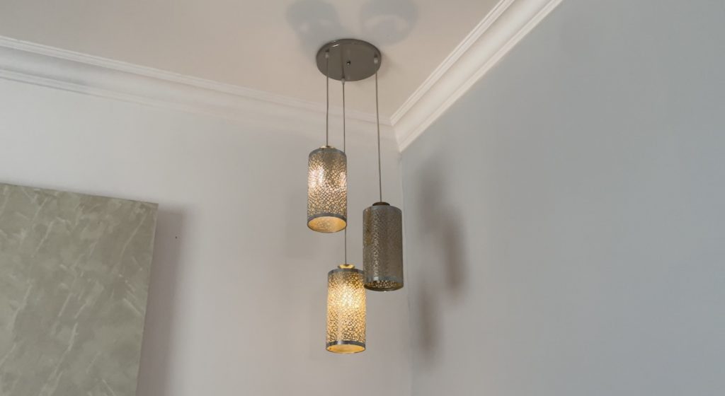 Ceiling Hanging Lights Lamps At Living Room Free Stock Video