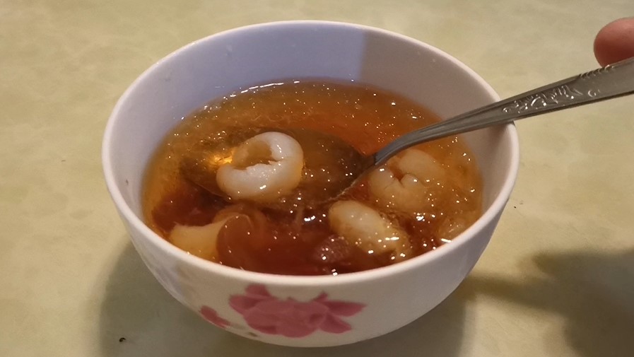 Ice Longan Sea Coconut Soup Drink Free Stock Video Footage