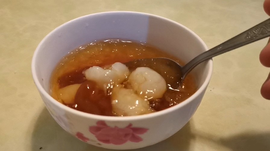 Ice Sea Coconut Longan Soup Drink Free Stock Video Footage