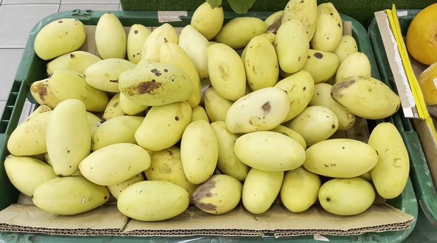 Yellow Mango in supermarket free stock video