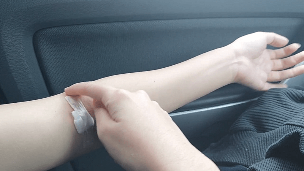 Hand After Injection With Cotton Pad Free Stock Video